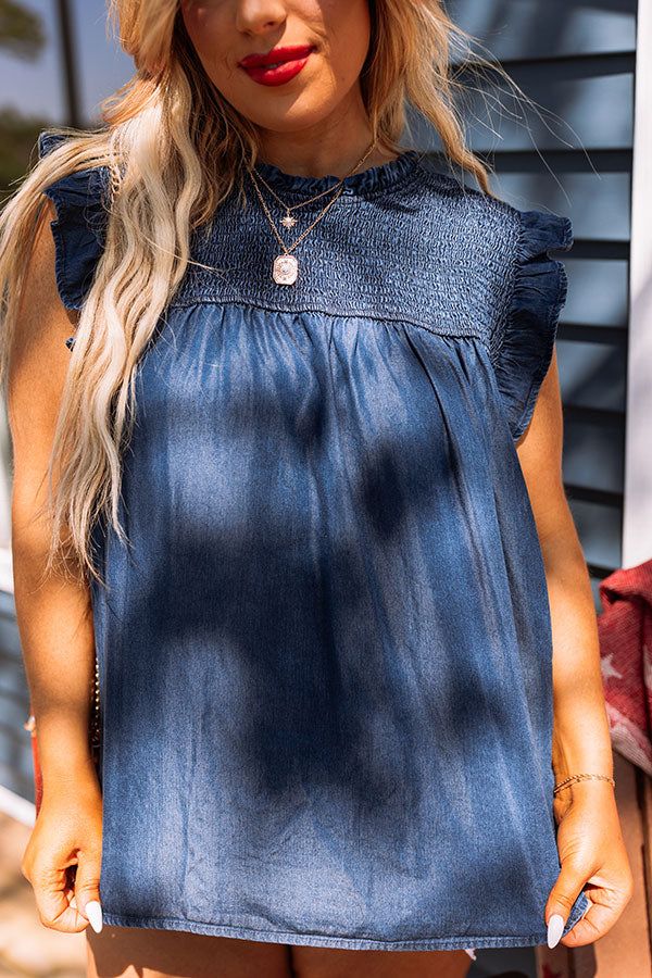 Loop Around Chambray Top In Dark Wash Curves sold by Impressions product image thumbnail 3