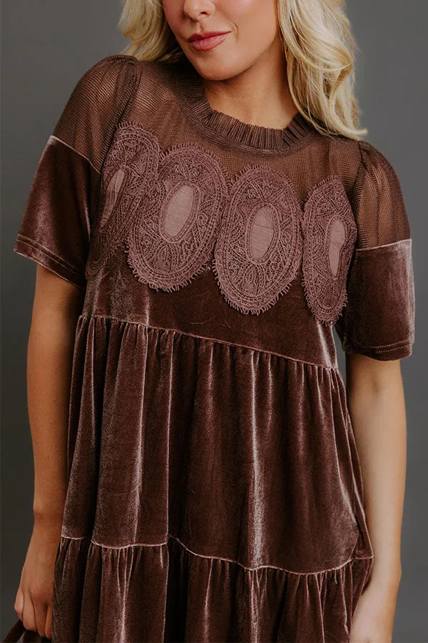 Delicate Daze Velvet Mini Dress in Chocolate sold by Impressions product image thumbnail 5