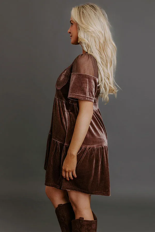 Delicate Daze Velvet Mini Dress in Chocolate sold by Impressions product image thumbnail 3