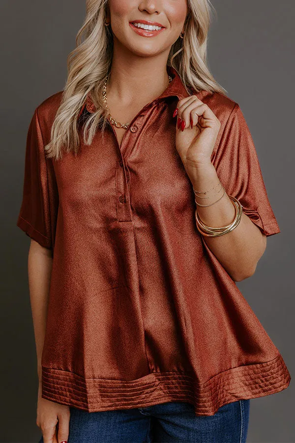 Sip And Shine Button Up Top in Cinnamon sold by Impressions product image thumbnail 5