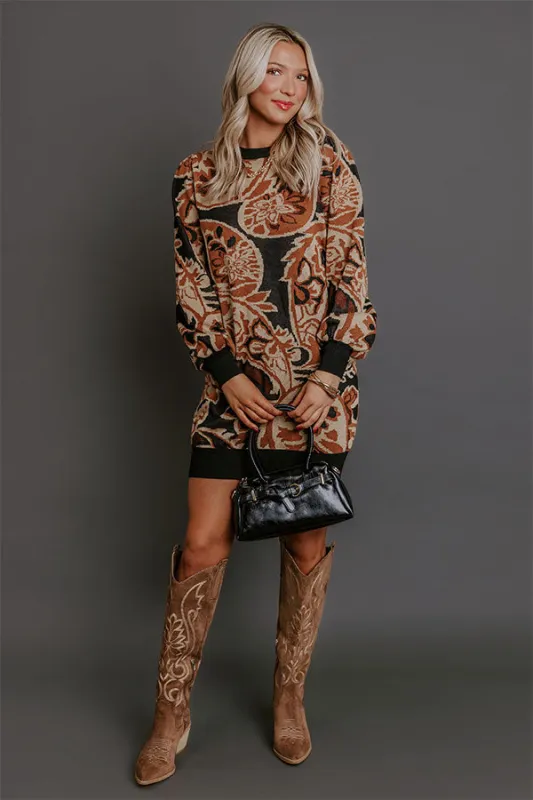 City Knit Affair Floral Mini Sweater Dress sold by Impressions