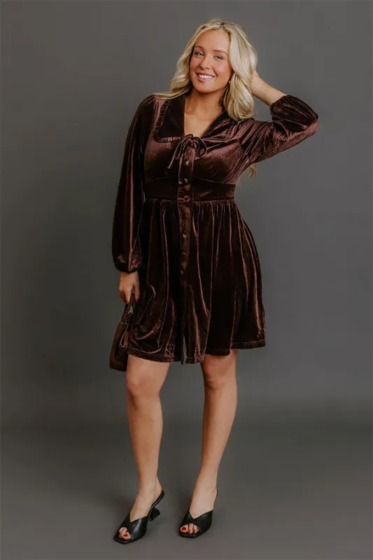 Luxe Gathering Velvet Mini Dress sold by Impressions