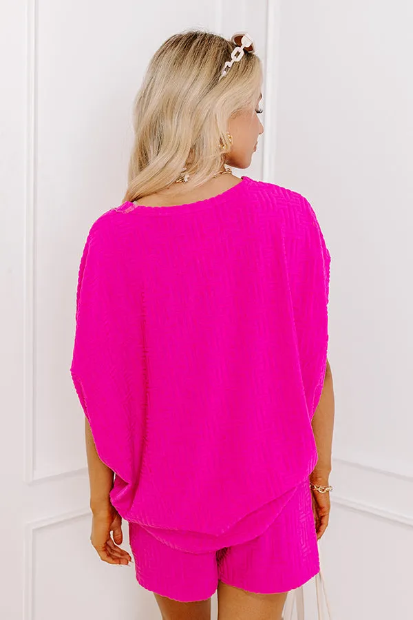 Maldives Escape Oversized Terry Top in Fuchsia sold by Impressions product image thumbnail 3
