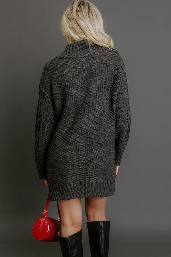 Pumpkin Kisses Cable Knit Sweater Dress in Charcoal sold by Impressions product image thumbnail 5