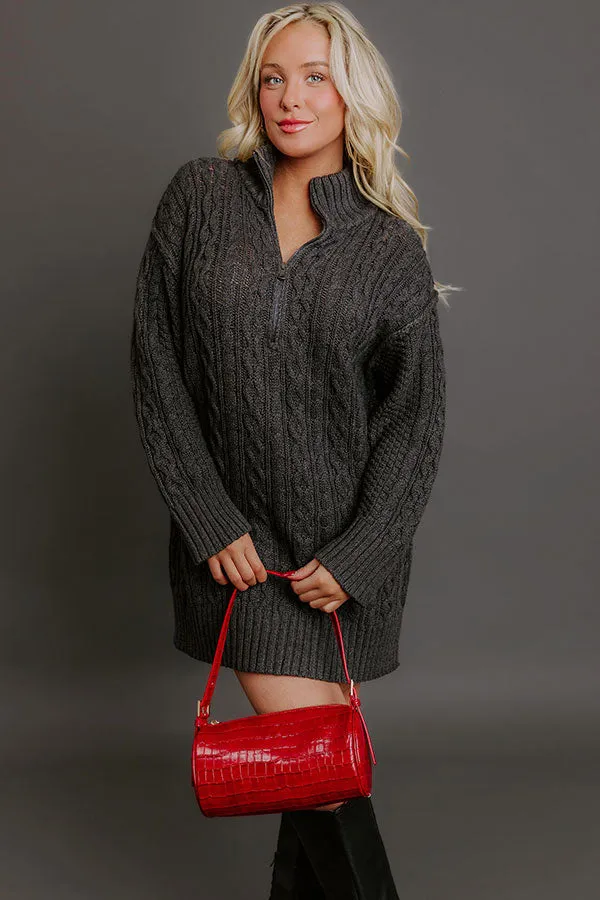 Pumpkin Kisses Cable Knit Sweater Dress in Charcoal sold by Impressions product image thumbnail 2
