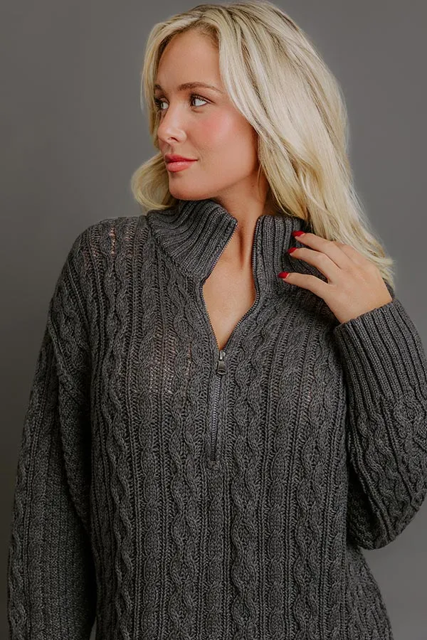 Pumpkin Kisses Cable Knit Sweater Dress in Charcoal sold by Impressions product image thumbnail 3