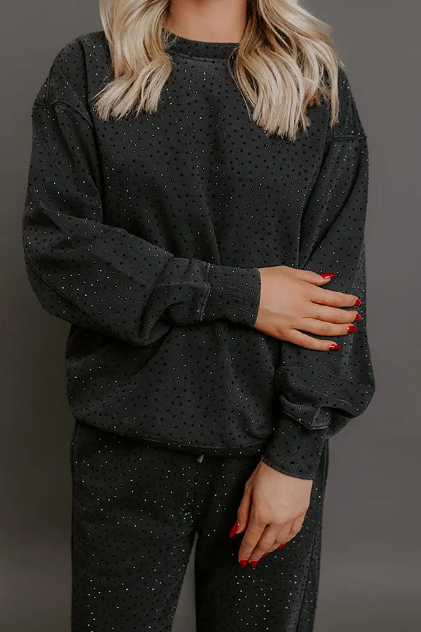 Sparkling Personality Embellished Sweatshirt in Black sold by Impressions product image thumbnail 2