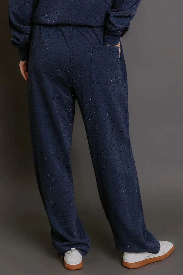 Sparkling Personality High Waist Embellished Straight Leg Pants in Navy sold by Impressions product image thumbnail 5