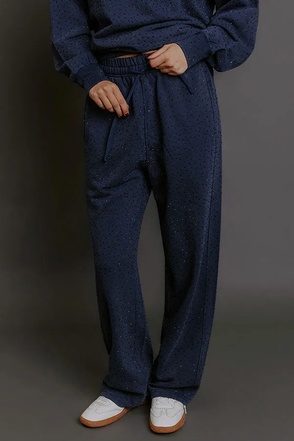 Sparkling Personality High Waist Embellished Straight Leg Pants in Navy sold by Impressions product image thumbnail 3