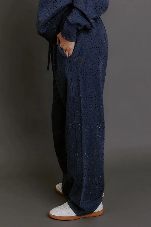 Sparkling Personality High Waist Embellished Straight Leg Pants in Navy sold by Impressions product image thumbnail 4