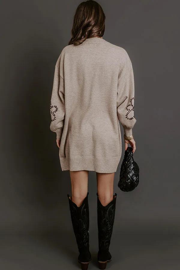 Petal Pop Sweater Mini Dress in Warm Taupe sold by Impressions product image thumbnail 4