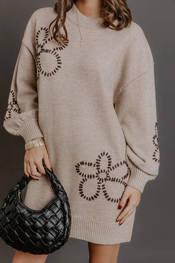 Petal Pop Sweater Mini Dress in Warm Taupe sold by Impressions product image thumbnail 2
