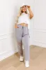 Flow And Chill High Waist Straight Leg Pants in Grey Curves sold by Impressions