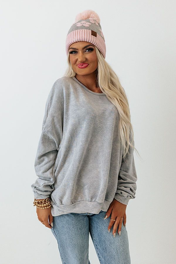 Always Down To Chill Mineral Wash Sweatshirt in Grey sold by Impressions product image thumbnail 3