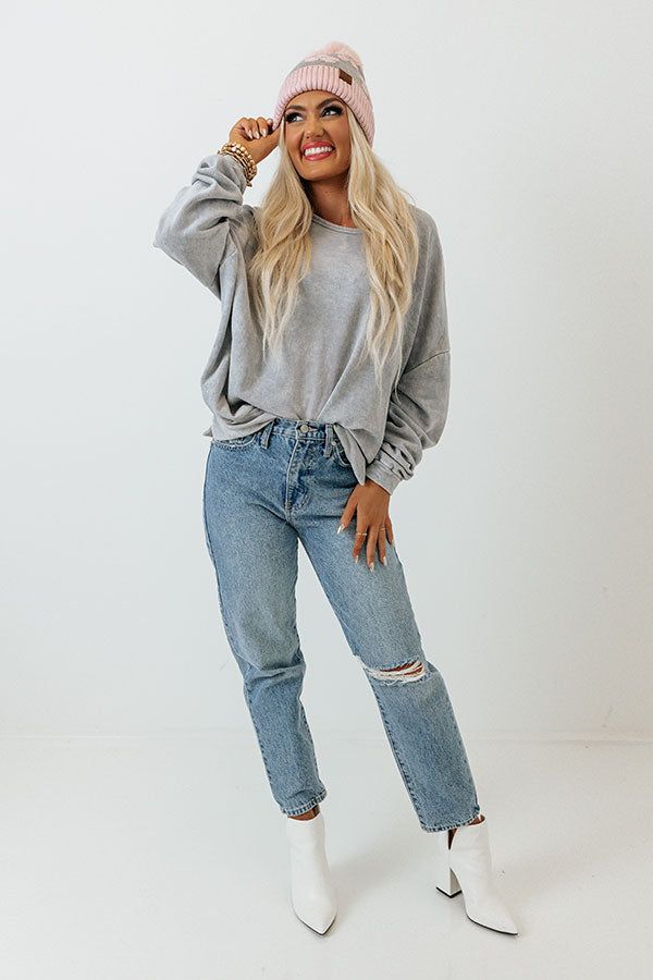 Always Down To Chill Mineral Wash Sweatshirt in Grey sold by Impressions product image thumbnail 4