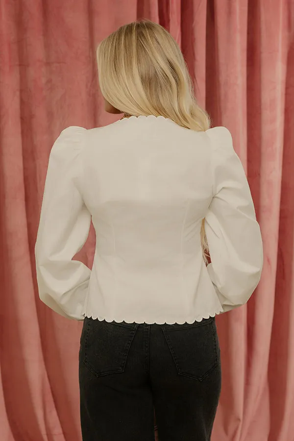 Metropolitan Muse Scalloped Top in White sold by Impressions product image thumbnail 4