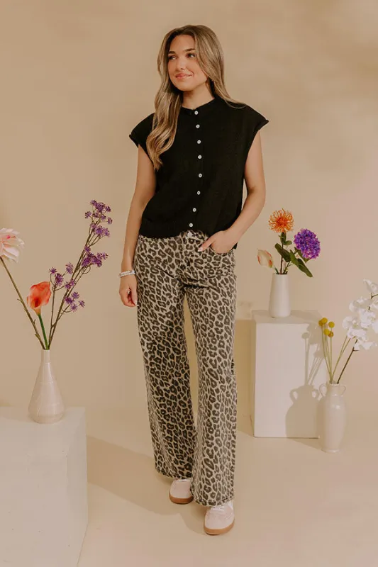 RISEN Nora Midrise Wide Leg Leopard Pants sold by Impressions