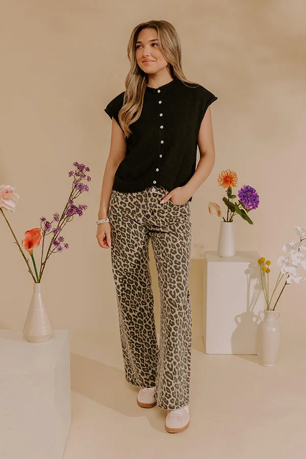 RISEN Nora Midrise Wide Leg Leopard Pants sold by Impressions