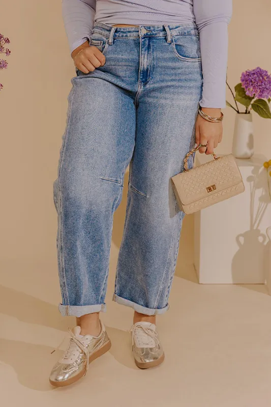 RISEN Scottie High Waist Barrel Leg Cuff Jean Curves made by Risen