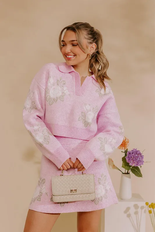 Uptown Bloom Floral Crop Sweater Top made by MABLE