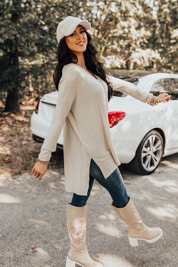 Bonfire Date Waffle Knit Tunic In Cream sold by Impressions product image thumbnail 4