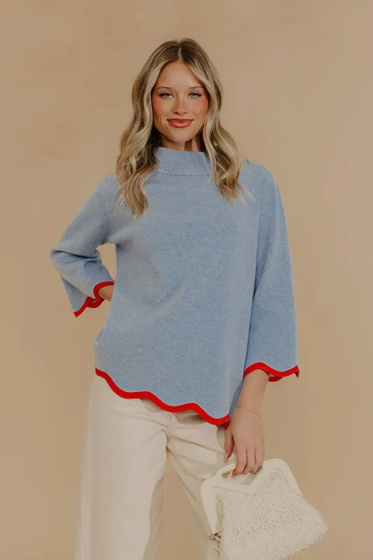 Sweet Day Knit Top in Light Blue sold by Impressions