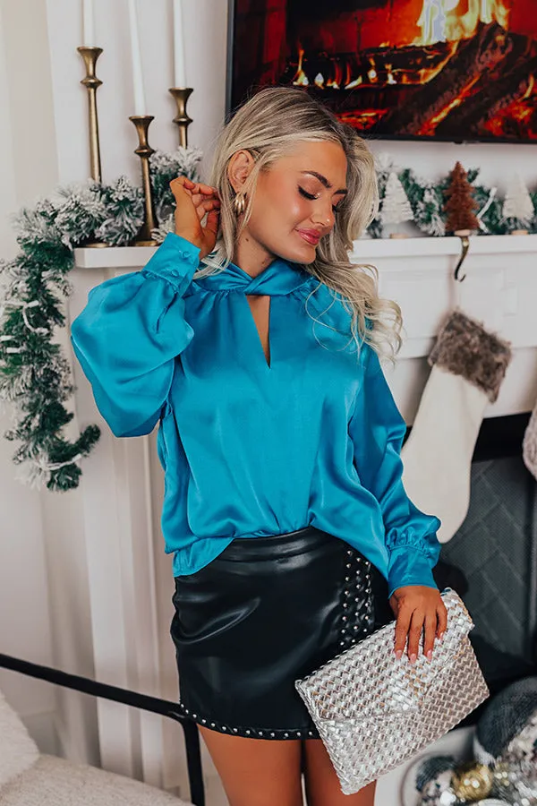 VIP Flight Plans Satin Top in Teal sold by Impressions