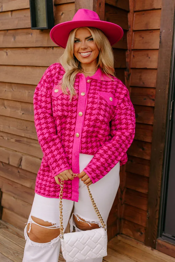 Fall In The City Houndstooth Jacket In Hot Pink Curves sold by Impressions product image thumbnail 2