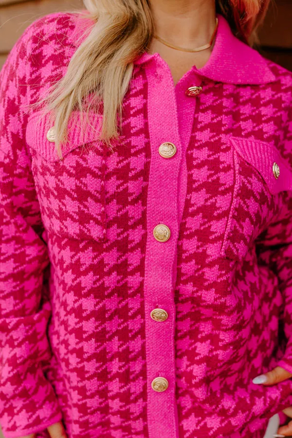Fall In The City Houndstooth Jacket In Hot Pink Curves sold by Impressions product image thumbnail 3