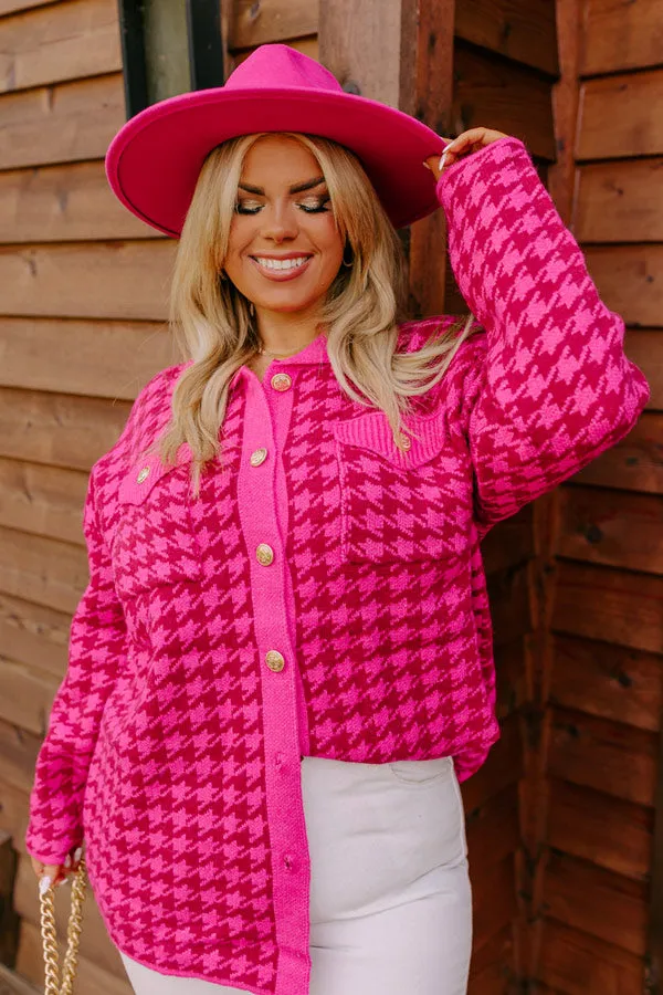 Fall In The City Houndstooth Jacket In Hot Pink Curves sold by Impressions product image thumbnail 4