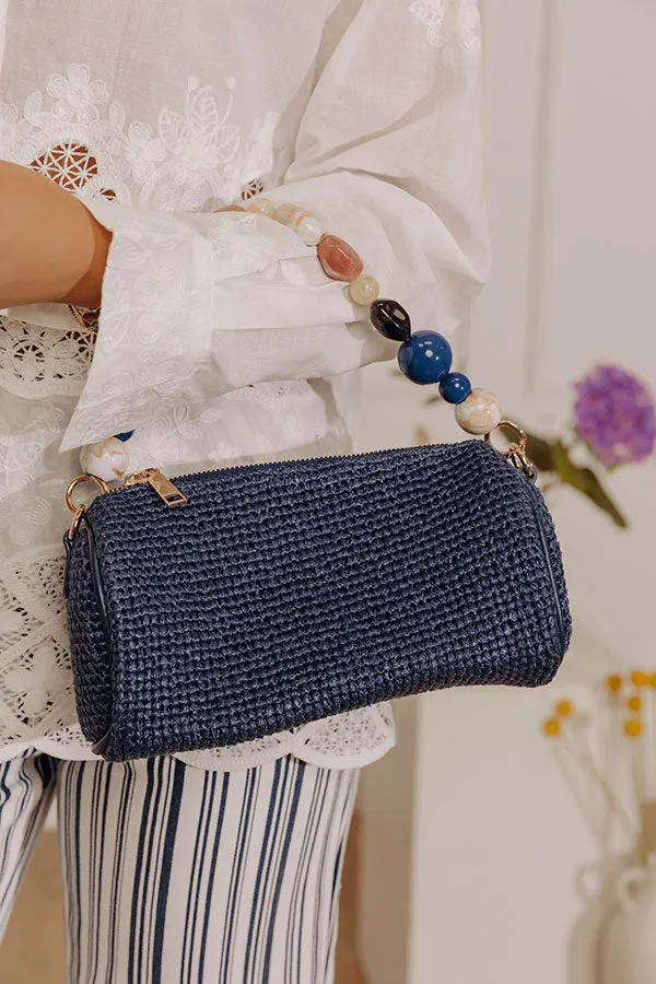 Rachel Straw Woven Purse in Navy sold by Impressions