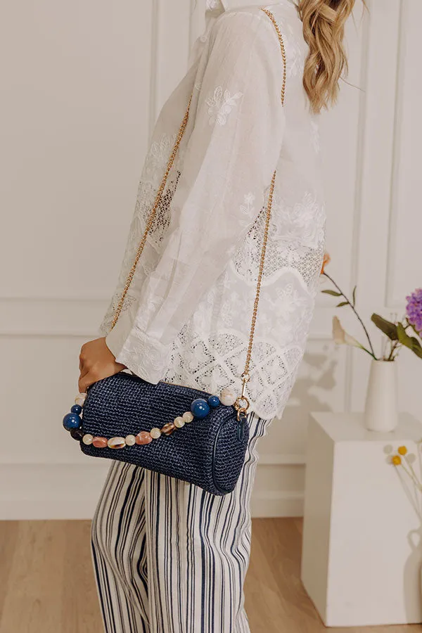 Rachel Straw Woven Purse in Navy sold by Impressions product image thumbnail 2