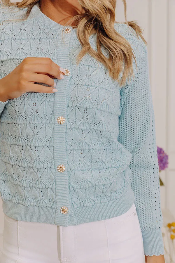 Chic Feels Pointelle Knit Cardigan in Sky Blue sold by Impressions product image thumbnail 5