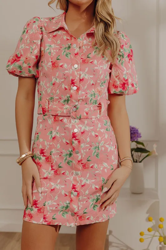 Darling Details Floral Button Down Mini Dress sold by Impressions