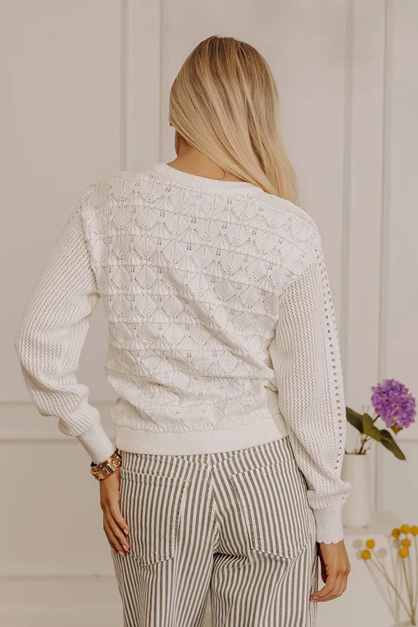 Chic Feels Pointelle Knit Cardigan in White sold by Impressions product image thumbnail 4