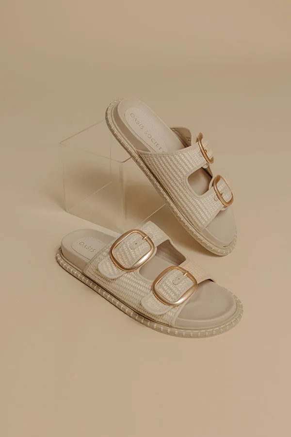The Daytona Raffia Woven Sandal in Cream sold by Impressions