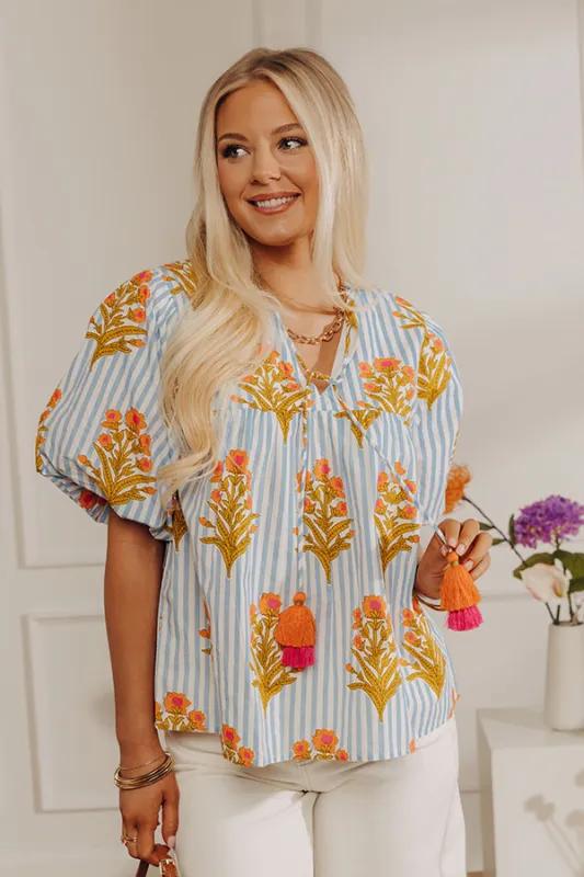 Coastal Blossom Stripe Top made by THML