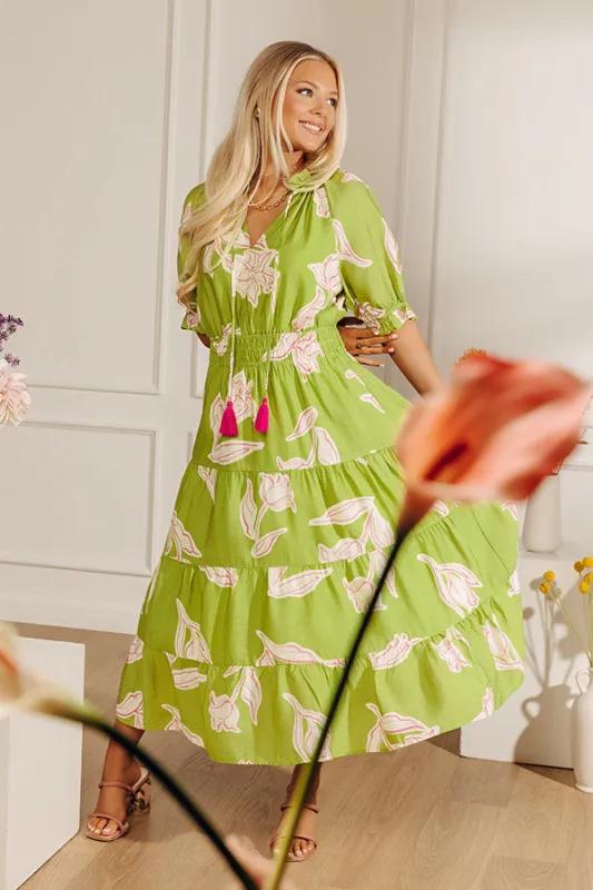 Bright Side Getaway Floral Midi Dress made by THML