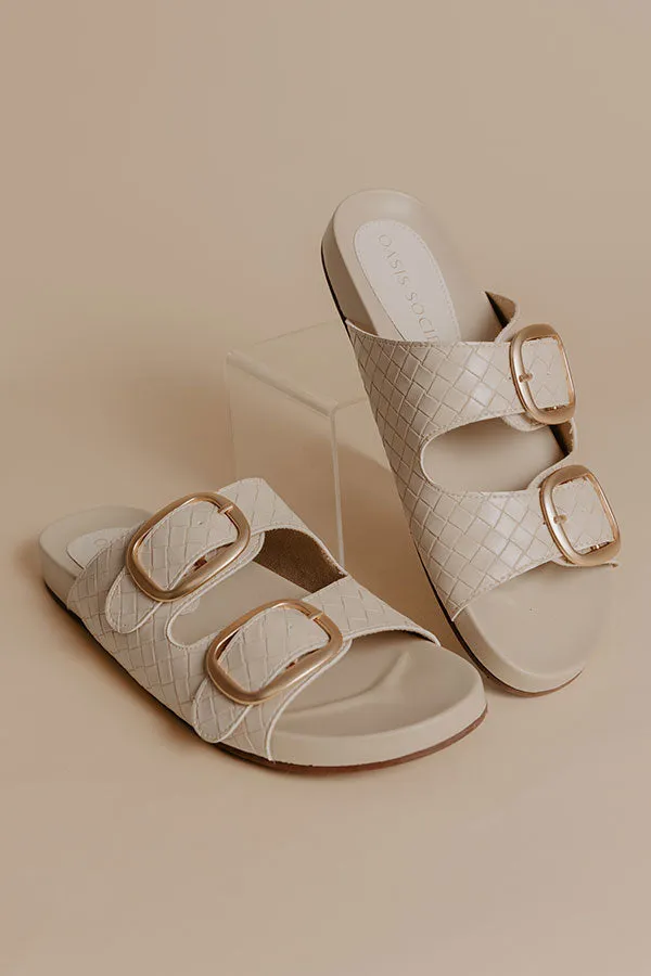 The Desiree Faux Leather Sandals in Stone sold by Impressions
