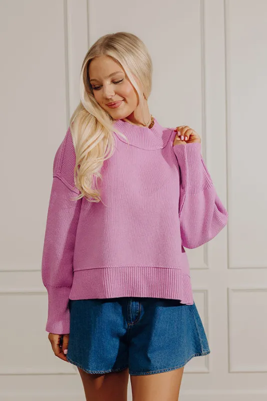 Casual Cutie Knit Sweater in Violet made by Impressions