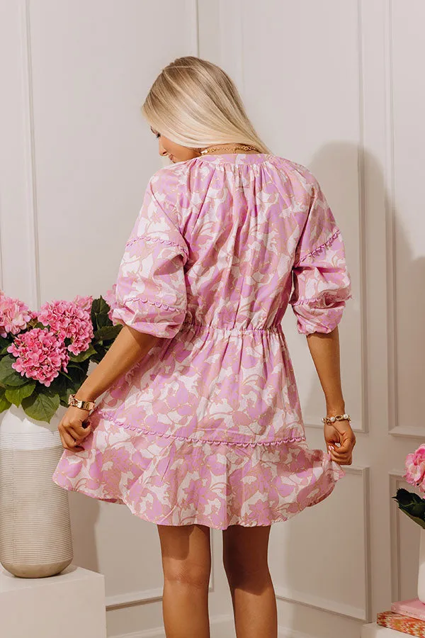 French Garden Floral Mini Dress in Violet sold by Impressions product image thumbnail 4