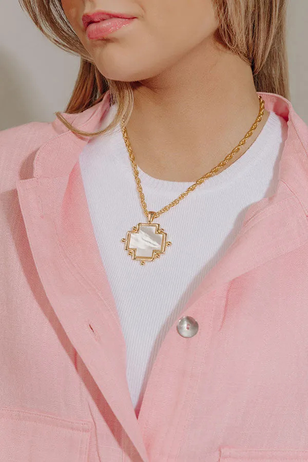 Susan Shaw Mother of Pearl Cross Necklace sold by Impressions