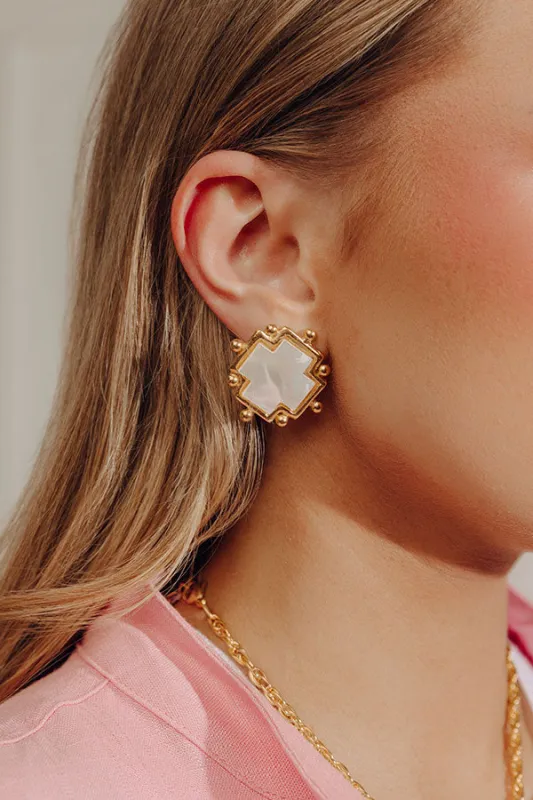 Susan Shaw Mother of Pearl Cross Stud Earrings made by Susan Shaw