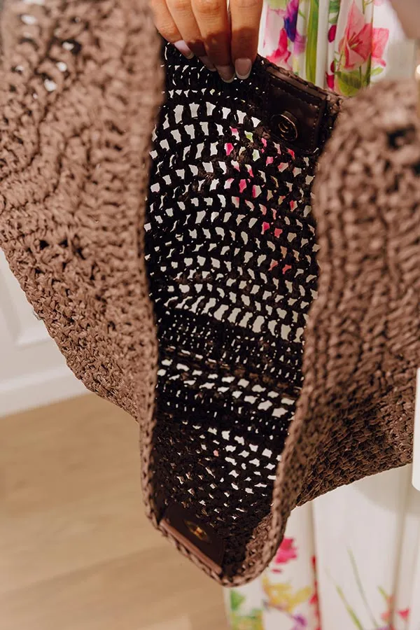 Camden Straw Woven Hobo Bag in Chocolate sold by Impressions product image thumbnail 2