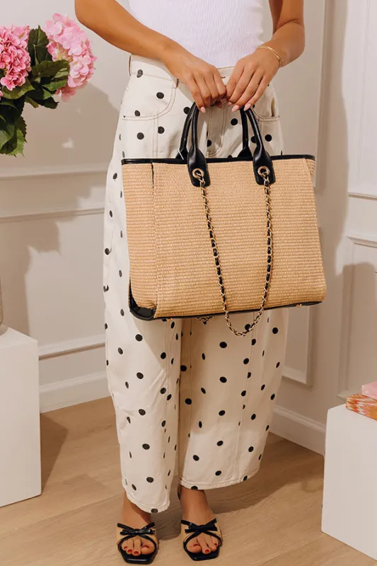 Jaxon Straw Woven Tote in Black made by Urban Expressions