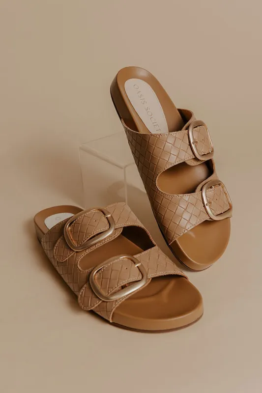 The Desiree Faux Leather Sandals in Iced Mocha sold by Impressions