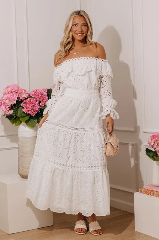 Graceful Intent Off Shoulder Eyelet Midi Dress sold by Impressions