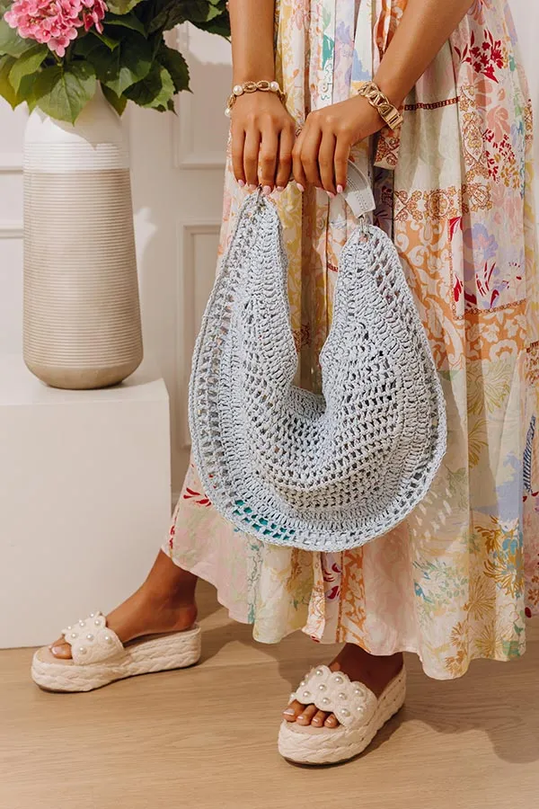 Camden Straw Woven Hobo Bag in Light Powder Blue sold by Impressions product image thumbnail 2