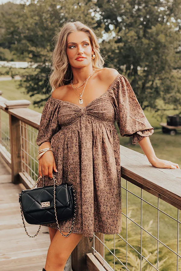 Small Town Cutie Floral Mini Dress in Mocha sold by Impressions product image thumbnail 2