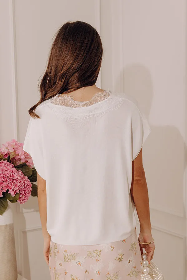 Casual Luxe Lace Trim Knit Top in Ivory sold by Impressions product image thumbnail 5